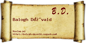 Balogh Dévald névjegykártya